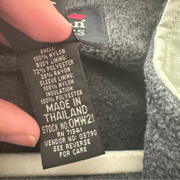 L.L. Bean Vintage Sage Green Cropped Canvas Fleece Lined Jacket - Picture 8 of 10